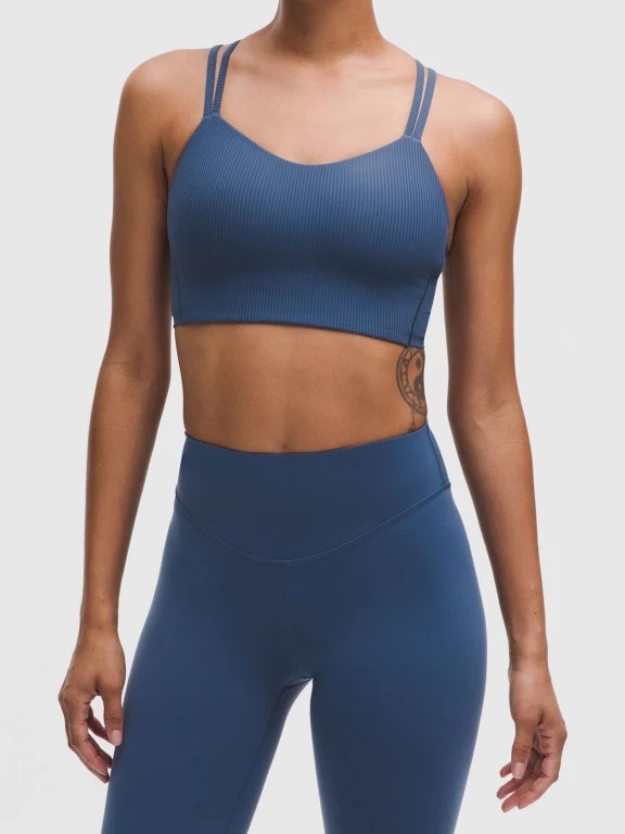Lululemon Like A Cloud Longline Ribbed Sports Bra Blue Size 4